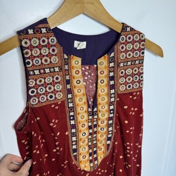 Anthropologie Tiny Mirva Red Spotted Mirrors V-neck Tank Top Size XS - Picture 3 of 5